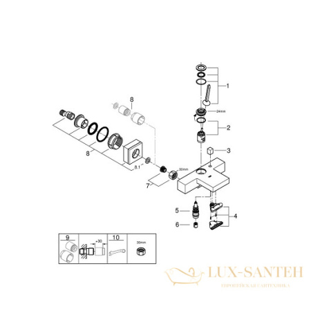 смеситель grohe eurocube joy 23666000 для ванны, хром