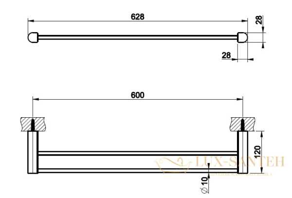 полотенцедержатель двойной gessi rilievo 59405.299 60 см, черный матовый