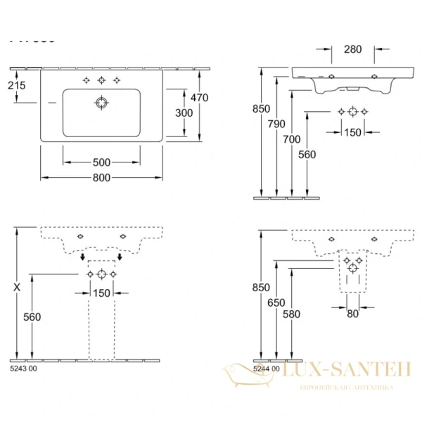 раковина villeroy & boch subway 2.0 71758001 80x47 см, альпийский белый