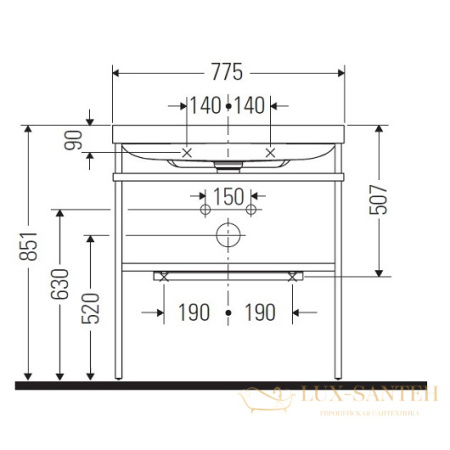 раковина с консолью duravit happy d.2 plus hp4837o2222 775х490х851 мм полка белая глянцевая, белый