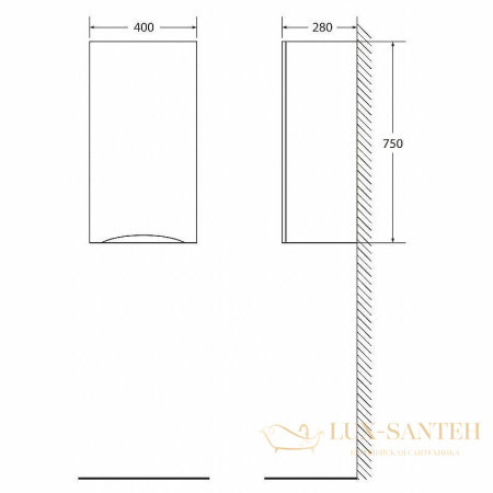 подвесной шкаф belbagno fly-marino fly-marino-750-1a-sc-bl-p-l 40 см l, bianco lucido