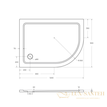 каркас с ножками для smc поддона cezares tray-m-rh-120/90-ml-r, хром