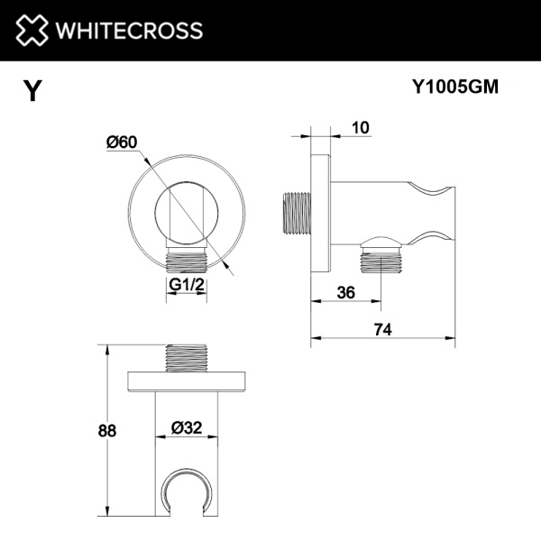 угловой соединительный элемент whitecross y1005gm, оружейная сталь