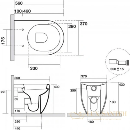 приставной унитаз kerasan flo 311801, белый