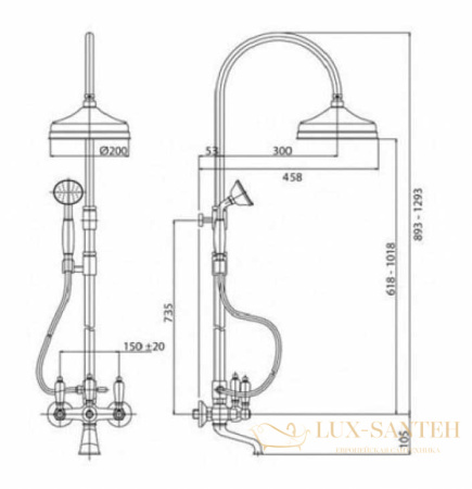 душевая система cezares first first-cvd-02-bi, бронза