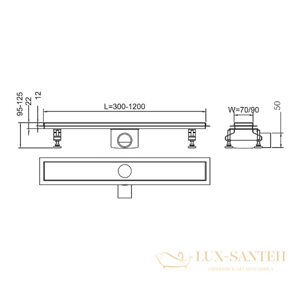 душевой лоток rgw shower drain 21210160-02 с решеткой под плитку sdr-01-q, хром