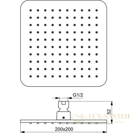 верхний душ ideal standard idealrain b0024xg 200 мм, черный матовый