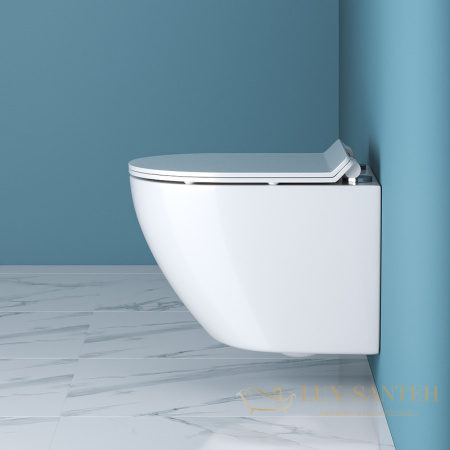 комплект унитаза с инсталляцией belbagno sfera-r bb046chr/bb2111sc/bb002-80/bb005-pr-chrome с сиденьем микролифт и клавишей смыва, белый