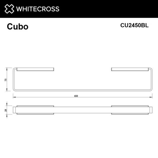 полотенцедержатель 450 мм. whitecross cubo cu2450bl, черный мат