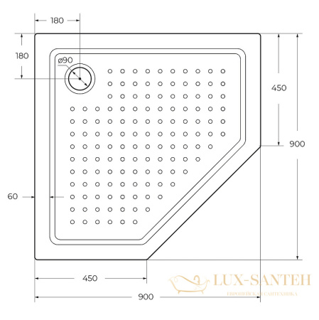 акриловый поддон cezares tray a tray-a-p-90-15-w0 для душа 90х90, белый