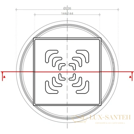 душевой трап bettoserb confluo standard square vertical 13000019 144x144/50 мм, хром