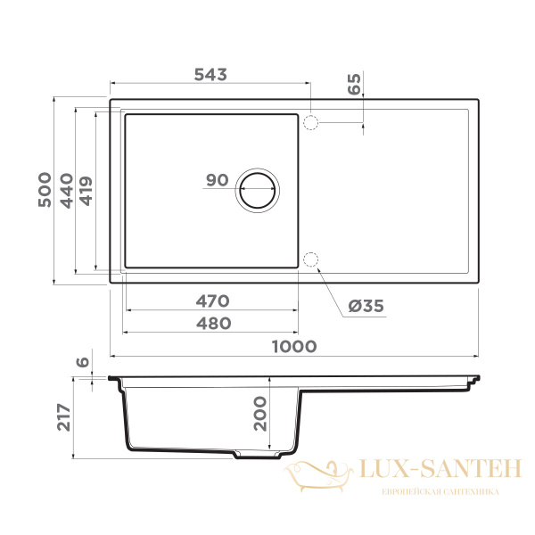 кухонная мойка omoikiri sintesi 100-gb 4997125 artceramic, графит