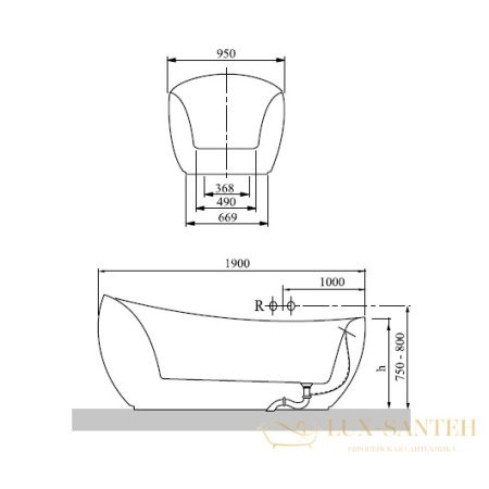 квариловая ванна villeroy & boch aveo new generation 190х95 ubq194ave9w1v-01, белый alpin