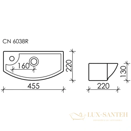 раковина ceramica nova element cn6038r 45,5x22 см, белый