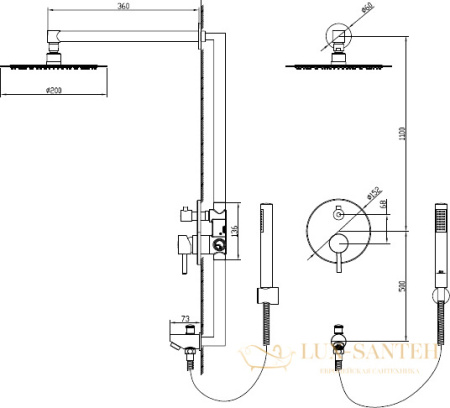 душевая система rgw shower panels 21140852-04 sp-52 в, черный