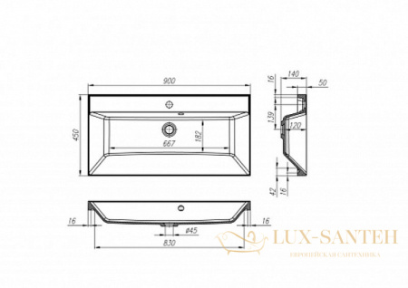 раковина belbagno bb900/450-lv-mr-ast 90 см, белый