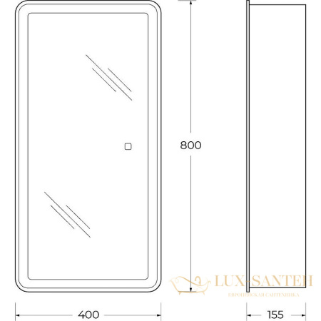 зеркальный шкаф belbagno marino spc-mar-400/800-1a-led-tch 40 см с подсветкой, белый