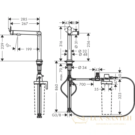 смеситель для кухни hansgrohe aqittura m91 76804800 с подключением к фильтру