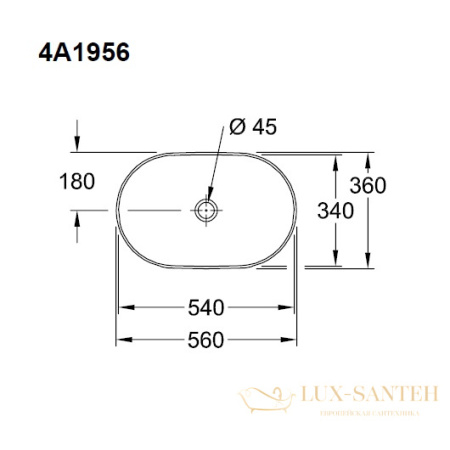 раковина накладная villeroy & boch collaro 4a1956r1 ceramicplus 560х360 мм, белый