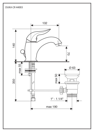 смеситель для раковины emmevi duka 44003/or с донным клапаном, золото