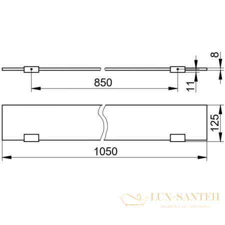 стеклянная полочка keuco edition 11, 11110015100, 1050х8х125 мм