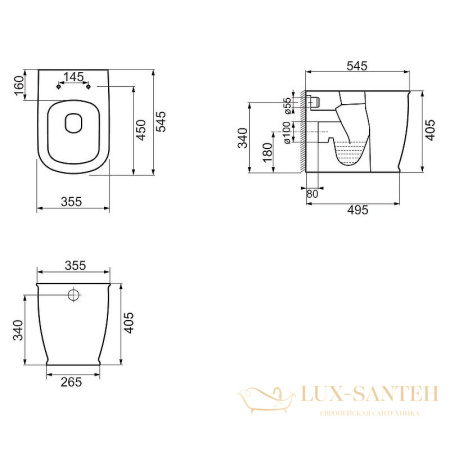 приставной унитаз belbagno prado bb10150cb/bb10150sc с сиденьем микролифт, белый