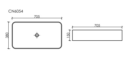 умывальник чаша накладная прямоугольная белый, ceramica nova element 705*380*150мм cn6054