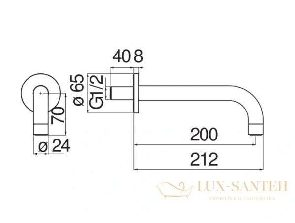 излив для ванны nobili, av00158/36flp 20 см, цвет черный