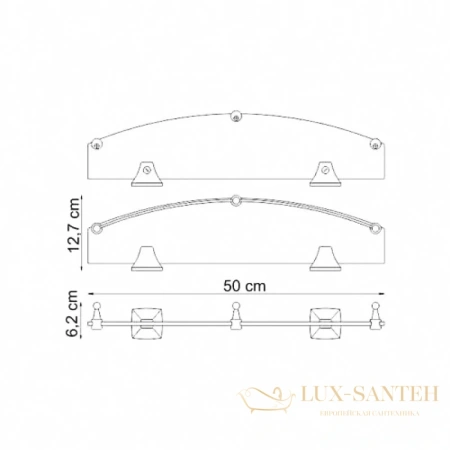 полка стеклянная wasserkraft wern k-2544 50 см, хром