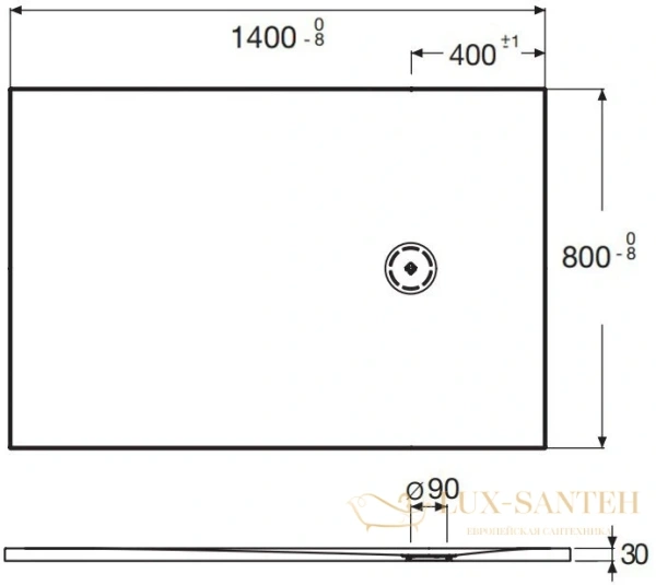 поддон для душа jacob delafon singulier e67015-shm 140х80 белый