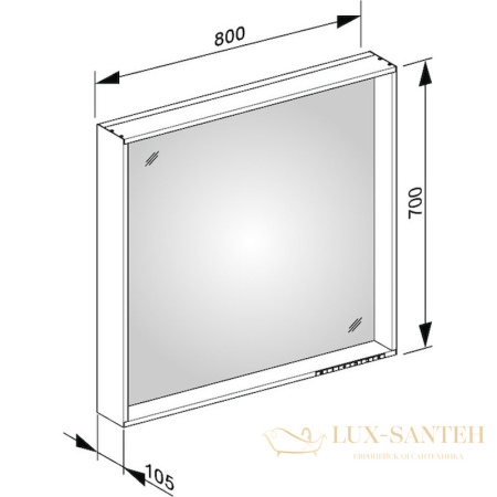 зеркало keuco plan с подсветкой, 800 х 700 х 105 мм, алюминий