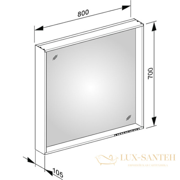 зеркало keuco plan с подсветкой, 800 х 700 х 105 мм, алюминий