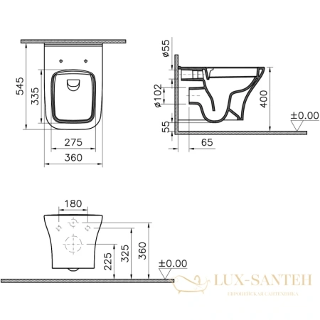 комплект vitra integra square 9856b003-7207 подвесной унитаз + система инсталляции, белый