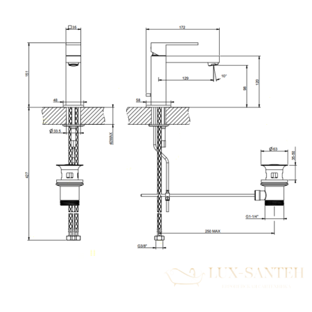 смеситель для раковины gessi rettangolo 20001.031, хром