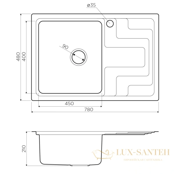 кухонная мойка omoikiri mizu 78 4973010 l, нержавеющая сталь