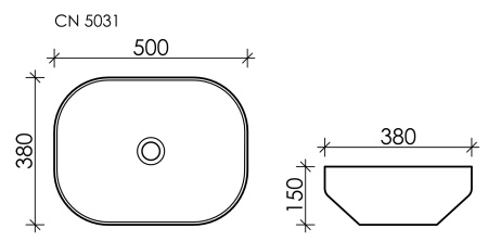 умывальник чаша накладная прямоугольная белый, ceramica nova element 500*380*150мм cn5031