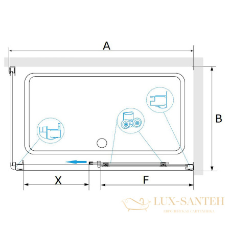 душевой уголок rgw passage 410824590-14 pa-245b 100x90, профиль черный, стекло прозрачное