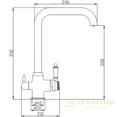 смеситель zorg steel hammer sh725inox для кухни, сталь