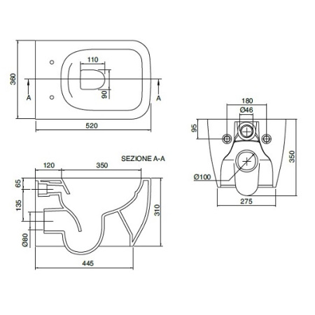 унитаз scarabeo teorema 2.0 bioker  5126/tw 49 bk без креплений и сиденья, подвесной безободковый, ardesia