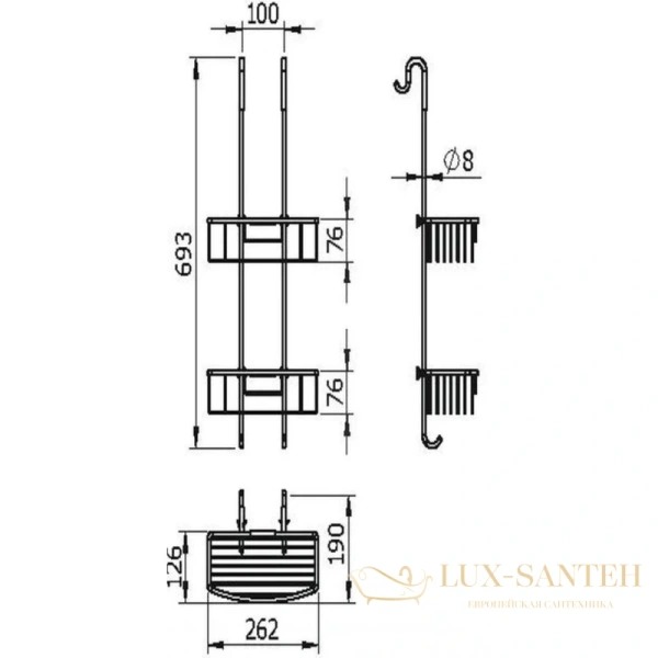 полка langberger 70164 26,2 см, хром