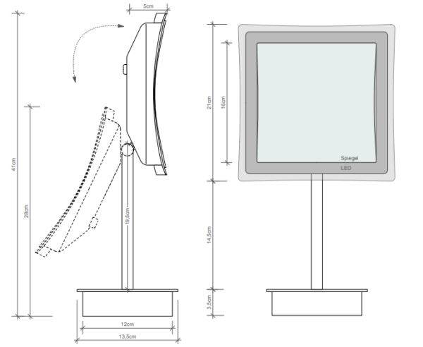 зеркало косметическое decor walther bs83 touch 0121500 с подсветкой, хром