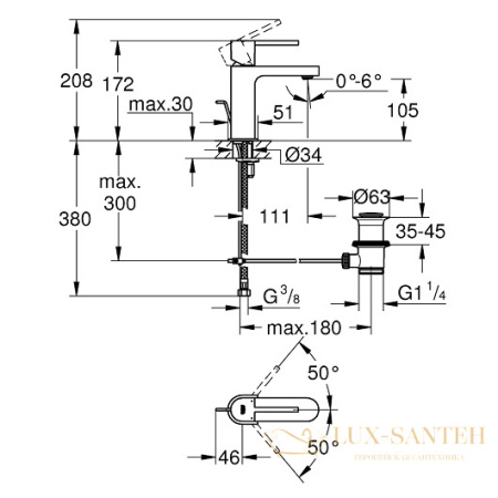 смеситель grohe plus 32612003 для раковины, хром