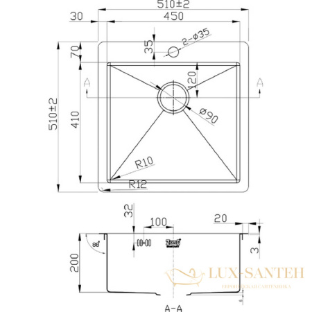 кухонная мойка zorg pvd pvd 5151 grafit, графит