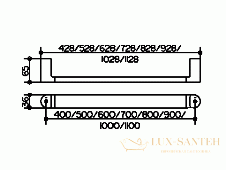 поручень для ванной keuco elegance 31601011000, 1028 мм, для ванны и душа, для вертикального или горизонтального монтажа, латунь/хром