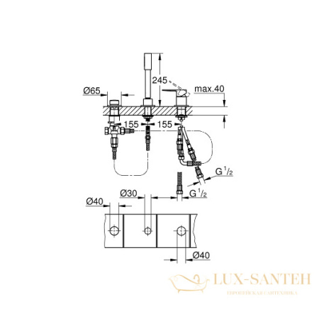 смеситель grohe lineare 19965001 для ванны, хром