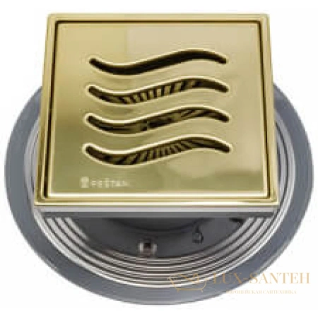 душевой трап bettoserb confluo standard tide mask gold vertical 13000163 144x144/50 мм, золотой