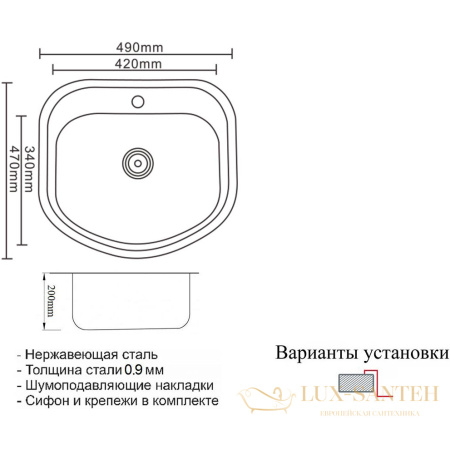 кухонная мойка zorg pvd grafit szr 4749 grafit 47 см, графит