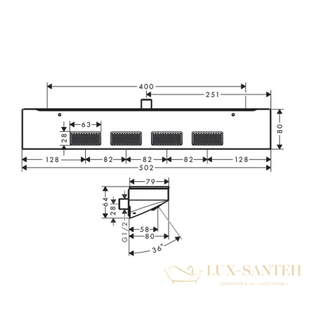 боковой душ hansgrohe rainfinity 500 1jet 26243000 с полкой, хром