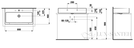 раковина laufen living 8.1743.7.000.109.1 накладная 80 см, белый глянцевый 