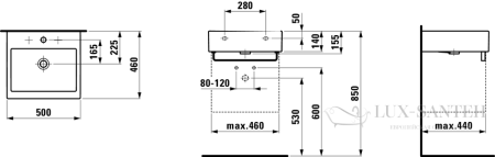 раковина laufen living 8.1743.1.000.108.1 50 см, белый глянцевый 